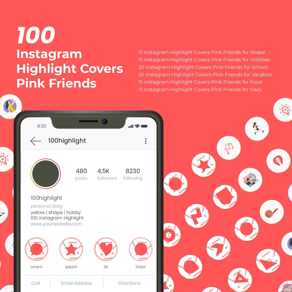 06. 100 instagram highlight covers pink friends Blog Image 4 1024x1024 1